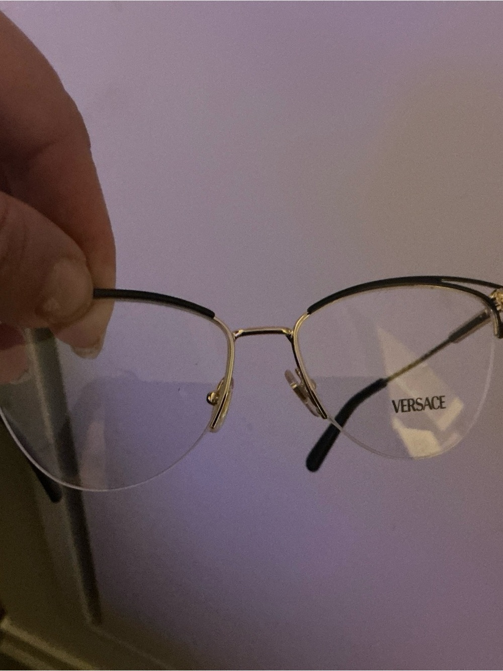 Versace Women's Gold and Black Rimless Optical Glasses